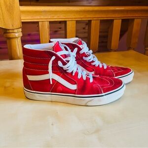 Vans SK8-Hi Unisex Racing Red/True White High Top Sneakers Size 8W / 6.5M